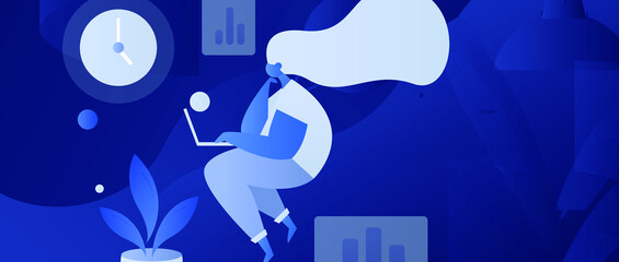 Internet workers collaborating with each other vector concept illustration
