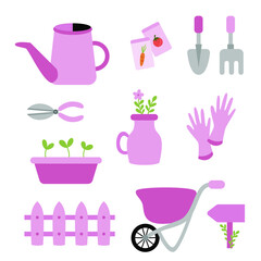 Gardening tools vector collection illustration bundle