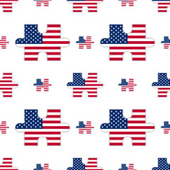 usa flag puzzle pieces pattern on white background. vector illustration