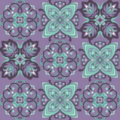 Ceramics majolica tile ornament. Oriental traditional ornament pattern