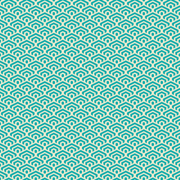 colorful simple vector pixel art seamless pattern of minimalistic persian green and champagne colors geometric scaly hexagon pattern in japanese style