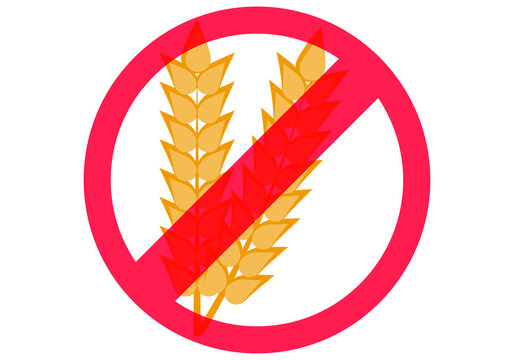Icono de producto sin gluten en fondo blanco. 