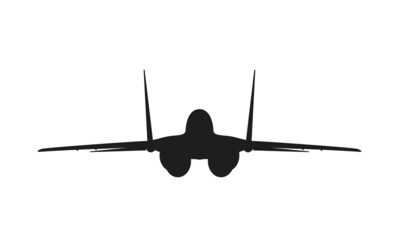 mig 29 fighter front view. weapon and army symbol. isolated vector image for military web design