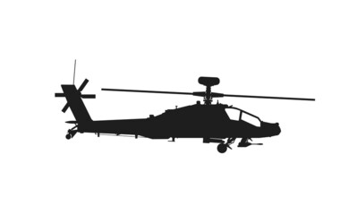 ah-64 apache attack helicopter icon. us army symbol. isolated vector image for military infographics and web design - obrazy, fototapety, plakaty
