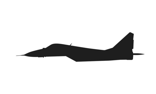 mig 29 fighter jet side view. weapon and army symbol. isolated vector image for military web design