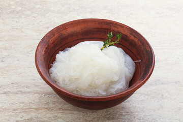 Glass asian noodles in the bowl