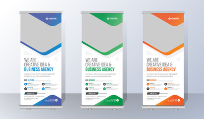 Roll up banner design template, abstract background, pull up design, modern x-banner, rectangle size, Corporate banner, Pop up banner, Creative banner