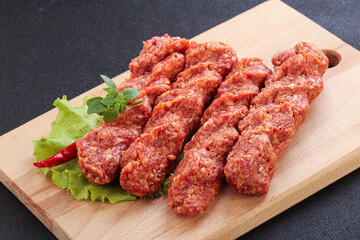 Raw beef kebab minced meat