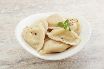 Russian traditional Vareniki - dumplings with potato