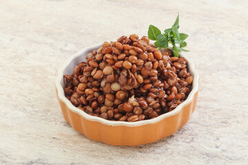 Boiled lentil in the bowl