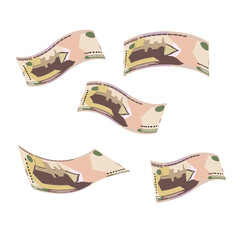 Fototapeta premium Uzbekistan Sum Vector Illustration. Uzbek money set bundle banknotes. Falling, flying money 100000 UZS. Flat style. Isolated on white background. Simple minimal design.