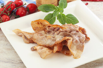 Fried pork bacon for breakfast