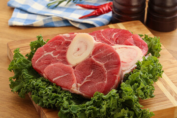 Raw ossobuco beef meat for cooking