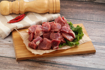 Raw pork cube for roast