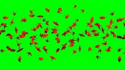 Red origami crane on green chroma key background.
3D illustration for background.
