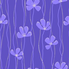 Elegance seamless pattern of llight blue flowers.