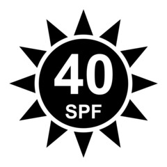 Sun protection factor 40 icon, uv radiation block symbol, sun protect skin vector illustration