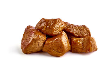 Pork stew, traditional goulash, isolated on white background.