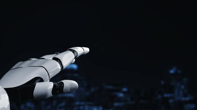 Futuristic robot artificial intelligence enlightening AI technology development and machine learning concept. Global robotic bionic science research for future of human life. 3D rendering graphic.