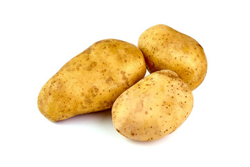 Young Fresh potatoes, organic potato, isolated on white background.