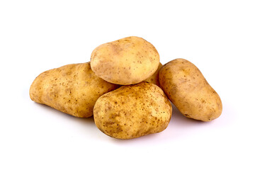 Young Fresh potatoes, organic potato, isolated on white background.