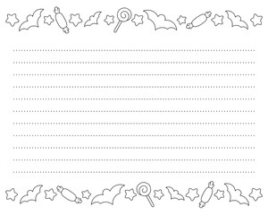 Lined sheet template. Handwriting paper. For diary, planner, checklist, wish list. Holiday letter. Vector illustration isolated on white background.