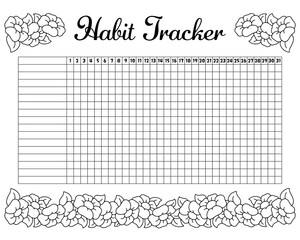 Habit tracker to improve your life. Sheet template for printing. Vector illustration isolated on white background.