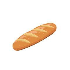 Baguette flat vector illustration. Long Loaf of bread. Bun Isolated on white background	