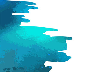 Blue sea watercolor background for text. Smears of paint. Vector illustration