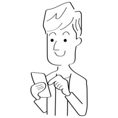 Beautiful man sketch character isolated on white