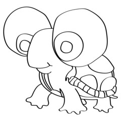 Cute hand drawing turtle joy isolated on white
