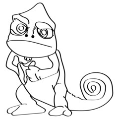 Cute hand drawing lizard joy isolated on white
