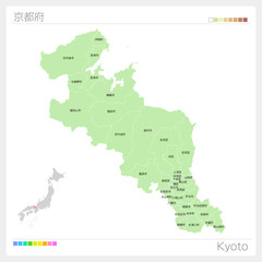Fototapeta na wymiar 京都府の地図・Kyoto Map