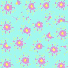 Fototapeta na wymiar Pink flower printing seamless pattern