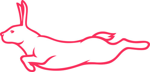 Simple Line Art of Wild Hare Running