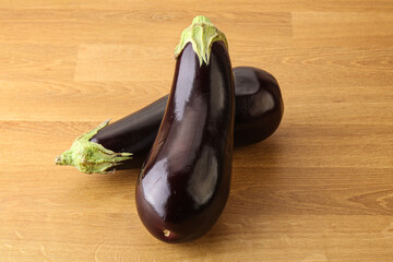 Two Fresh ripe black eggplants