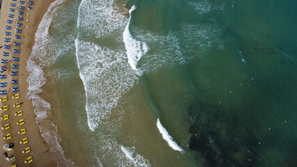 waves on the beach in the mediterranean sea