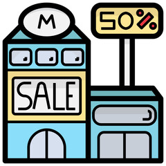 Mall filled outline icon,linear,outline,graphic,illustration