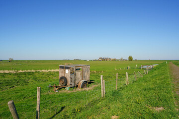 Buildings and farm scenery in the fishing village Marken, Netherlands