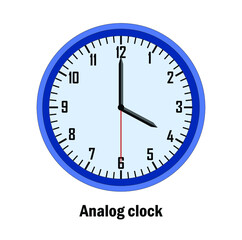 Analog clock time. 04-00. with white background. vector