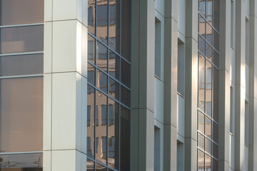 Commercial external metal composite panels on a office building background. Cladding durable metal composite panels protect decoration modern building