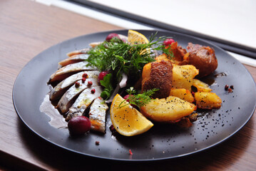 grilled meat with vegetables