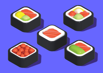 Simple 3D sushi rolls
