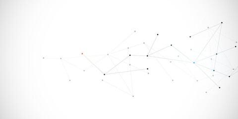 Abstract background and geometric pattern with connecting the dots and lines. Networking concept, internet connection and global communication