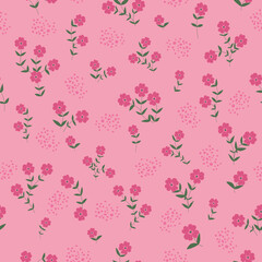 Seamless decorative elegant pattern with cute flower. Print for textile, wallpaper, covers, surface. For fashion fabric. Retro stylization.