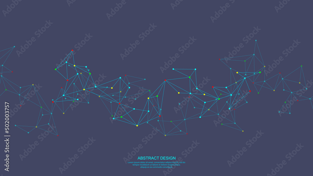 Wall mural abstract technology background with connecting the dots and lines. global network connection, intern
