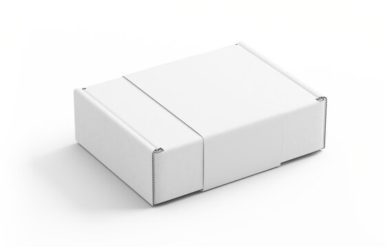 White Paper Box For Branding With Blank Paper Label - 3d rendering Packaging Mockup