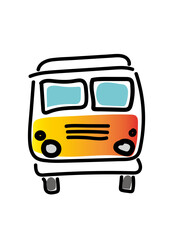 Yellow van isolated on white