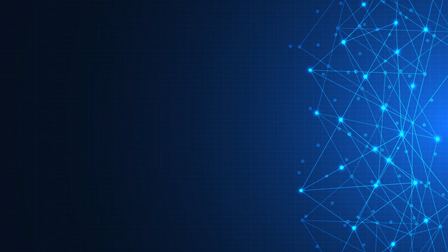 Abstract technology background with connecting the dots and lines. Global network connection, internet technology and digital communication concept