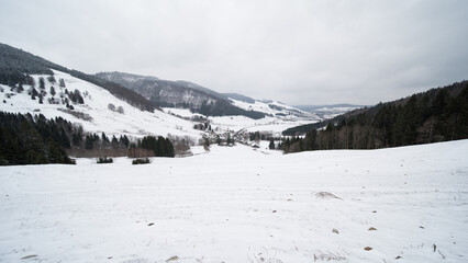 Fototapeta na wymiar winter landscape in germany near bernau, black forest.
